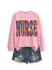 Amazon eBay site independente casual da moda personalizado feminino enfermeira colorido estampa de leopardo outono e inverno gola redonda moletom