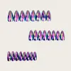Rombos Multifacetados Estéreo 3D Fantasma Metal Galvanizado Brilhante Manicure Moda Europeia e Americana Cabeça Redonda Amêndoa Unhas Postiças Roxas