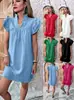 Ropa de Mujer Europea y Americana Amazon 2026 Verano Nueva Moda Versátil Multicapa Manga con Volantes Cuello en V Vestido Jersey Transfronterizo
