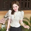 Diseño de Nicho de Verano, Tops Únicos y Deslumbrantes, Elegantes y con Estilo para Damas Adineradas, Súper Hermosos, Camisas Blancas que Ceñen la Cintura para Mujeres