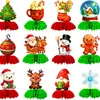 Conjunto de Enfeites Colmeia de Arte em Papel de Natal, Decoração Criativa para Mesa, Árvore de Natal, Boneco de Neve, Homem de Pão de Gengibre Decoração de Feriado