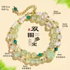 Pulseira Feminina Duplo Círculo com Contas de Ametista e Água-Marinha Naturais, Pulseira Fresca e Doce com Pérolas de Água Doce e Cristal Rosa