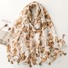 Bufanda de Cuatro Estaciones para Exportación Transfronteriza Europea y Americana, Estilo Étnico, Estampada con Hoja de Otoño y Ginkgo, Bufanda de Seda, Protección Solar para Viajes, Chal para Aire Acondicionado