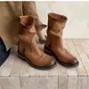 Botas de trabajo estilo vintage desgastado de diseño nicho Martin para mujer, novedad otoño e invierno 2026, botines vaqueros western de punta redonda, modernos