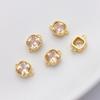 Retenção de cor de ouro 14K dupla cor de embutimento de suspensão de zircônio borda quadrada pequeno pingente artesanal DIY pulseira colar material acessórios