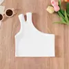 Roupas Infantis Celebridade da Internet Ombro Caído Camisola Curta Estilo Hip-hop Infantil Novo Roupas de Verão Elásticas para Meninas