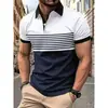 2025 Nova Exportação Europeia e Americana da Amazon Camisa Polo Masculina Estampada em 3D Moda Americana Tendência Verão