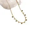Novo Colar Retro Simples Europeu e Americano Transfronteiriço para Mulheres, Não Desbota, Moda de Nicho Versátil Pingente Redondo de Diamante Joias de Aço Titânio