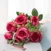 Flores Artificiais Atacado, Flores Falsas, Rosas Sweetheart Artificiais de 7 Cabeças, Flores de Seda, Flores de Rosa, Decorações de Peônia para Decoração de Sala de Estar e Mesa de Jantar