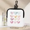 Várias Porta-Moedas Estampados com Corações, Bolsas de Armazenamento Impermeáveis de Couro Sintético com Zíper, Mini Bolsas Multifuncionais para Fones de Ouvido
