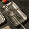 Prato Vintage de Aço Inoxidável para Dumplings Prato Japonês para Batatas Fritas Lanches com Prato para Vinagre Fritura Fritura Velho Criativo Prato de Lanches