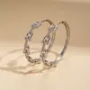 Pendientes de Aro Geométricos de Oro Real de 18K Electrochapado con Circonita Europea y Americana, Empalmados en Forma de U, Elegantes y de Moda, Pendientes de Lujo Ligero de Alta Gama Transfronterizos