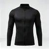 Nova Jaqueta Cardigan com Zíper Secagem Rápida Esportiva Fitness Primavera Outono Masculina Elástica para Corrida Treino Gola Alta Manga Longa Camiseta