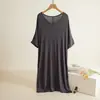 Camisón de Modal para Mujer con Volantes Verano Delgado Holgado Talla Grande Vestido Doméstico para Dormir Vestido Casual de Longitud Media