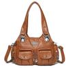 Bolso de Mano de Cuero Lavado en Caliente Transfronterizo para Mujer Bolso de Mano Nuevo Moderno Versátil para Viajes Múltiples Bolsillos Bolso de Hombro Cruzado