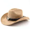 Chapéu de Cowboy Western Clássico de Camurça para Homens e Mulheres, Chapéu para Viagem ao Ar Livre, Chapéu Estilo Étnico com Aba Enrolada, Chapéu de Feltro