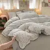 Conjunto de Quatro Peças de Colcha de Verão com Fio Bouclé com Cobre de Cama, Núcleo de Colcha de Renda Ultra Macio e Amigável à Pele para Ar Condicionado Doméstico