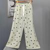 Pantalones de Pijama de Algodón Finos de Verano para Mujer con Estampado de Dibujos Animados, Pantalones de Pierna Ancha para Mujeres Embarazadas, Tallas Grandes, Adecuados para Usar Afuera, Pantalones Largos de Algodón, Exportación