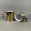 Taza galvanizada con asa dorada y plateada Taza impresión por transferencia térmica color galvanizado Taza taza fábrica al por mayor consumibles en blanco