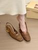 Sandalias de tacón grueso estilo francés con punta, elegantes zapatos de una sola capa para mujer, estilo retro Mary Jane de 2025.