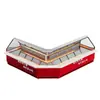 Vitrina refrigerada panorámica en forma de arco transfronteriza para pastelerías y fruterías, enfriador de conservación comercial en forma de arco refrigerado por aire sin escarcha