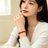Pulsera de Cristal Natural, Simple de un Solo Círculo con Cuentas Redondas Joyería Transfronteriza, Joyería Estilo Pareja de Ágata Roja, Pulseras de Cristal para la Mano