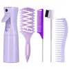 Peine Estilizador Rizado Esponjoso, Botella con Atomizador Continuo, Peine de Cola para Puntas del Cabello, Set Combinado de Peine Cepillo para Bordes de Cabello Roto