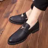 Moda Británica de Invierno Zapatos Casuales de Cuero con Punta Zapatos sin Cordones para Salón de Peluquería de Discoteca Zapatos Mocasines que Aumentan la Altura Zapatos Cálidos de Algodón para Hombre