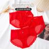 Shorts de Verano Finos Transparente Negro y Rojo de Encaje de Cintura Media con Refuerzo de Algodón Transpirable para Mujeres en su Año Zodiacal para la Buena Suerte