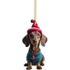 Sombrero de Navidad Nuevo Transfronterizo Perro Dachshund Decoración de Árbol de Navidad Colgante Acrílico Plano Decoración de Regalo Adorno Colgante