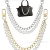 Cadena de Muñeca Doble Cadena con Perlas Artificiales para Bolso, Accesorio de Cadena Metálica para Bolso Cruzado, Correa Decorativa de Cadena de Moda para Bolso