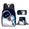 Robô Espacial Astro Bot Mochila Escolar Conjunto de Três Peças Mochila Infantil para Ensino Fundamental Bolsa de Ombro Estojo