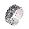Anillo abierto de arte de la verdad de seis caracteres retro Chiba Taiyin anillo ajustable joyería de diseño de personalidad de nicho