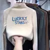 Nova camiseta infantil da moda, estilosa blusa de manga comprida com gola alta parcial em fleece, top legal para meninos, nova camada interna de outono e inverno