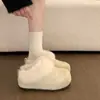 Tendencia de Temperamento Estilo Extranjero Suela Gruesa Aumentador de Altura Zapatos de Felpa y Piel para Mujer Invierno 2026 Nuevo Invierno Birkenstock Pantuflas de Algodón Cálidas