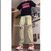 Transfronterizo en stock 2024 Nuevo Cierre Americano High Street VIBE Roto Color Barro Amarillo Recto Talla Grande Jeans Moda Hombre