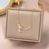 Moda Más Vendido Collar de Mariposa Sonriente con Doble Disco y Diamante Completo Microincrustado para Mujer, Lujo Ligero, Cadena para Clavícula Suave y Delicada