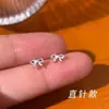 Brincos de Prata Pura S999 Laço Estilo Coreano Linhas Suaves e Doces Modernos Simples Versáteis Brincos de Design de Nicho