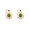 Aretes de Plata Esterlina S925 Chapados en Oro con Jade Aretes Cisne Exquisitos Elegantes Retro Estilo de Mediados de Siglo Producto Nuevo Estilo Nuevo