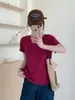 Ventas Directas del Mercado de las Trece Línas: Color Sólido, Diseño Simple, Top Versátil de Manga Corta y Cuello Redondo, Suministro para Tienda Física, Dropshipping de una Pieza