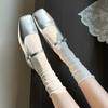 Meias brancas estilo balé para crianças com pequenos sapatos de couro, meias finas Mary Jane coreanas de verão, atacado
