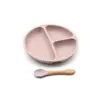 Prato de Jantar para Bebê Prato Infantil com Ventosa Utensílios de Mesa Peça Única Conjunto de Tigelas Complementares Colher de Treinamento para Aprender a Comer Compartimento Silicone