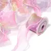 Cinta de Hilo de Cola de Pez Ondulada con Borde Blanco de Color Degradado Arcoíris Ramo Empaque de Regalo Velos Accesorios para el Cabello Materiales Joyería