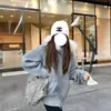 Cárdigan de punto casual estilo coreano con cuello de pelo, nuevo para otoño e invierno 2025, corte holgado con diseño de cremallera, súper elegante