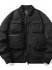 Chaqueta Bomber para Hombre Traje de Béisbol Retro Americano Chaqueta de Ropa de Trabajo Multibolsillos Funcional para Exterior Tres Pruebas Carga Superior