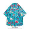 Camisa con Colgante para Hombre Estilo Americano Hawaiana Playa Plutton Guapo Retro Sabor de Hong Kong vintage Antigua Camisa Floral Camisa de Moda para Pareja
