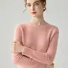 Suéter de tricô feminino versátil de manga longa, cor sólida, gola redonda, novo para outono e inverno de 2026, simples e elegante, transfronteiriço