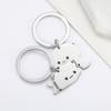 Llavero de gato de dibujos animados de acero inoxidable con costuras, para novias, pareja, colgante para mochila, colgante lindo, regalo, joyería, regalo de mano