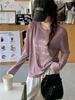 [Tencel Lyocell] Camiseta de manga comprida com letras 2025 Primavera Novo estilo dinheiro antigo Camisa de apoio preguiçoso Camiseta feminina
