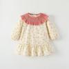 Vestido de Niña Otoño e Invierno Vestido de Princesa Moda Infantil Cuello Redondo Pana Forrado de Felpa Cálido Estilo Pastoral Vestido Infantil